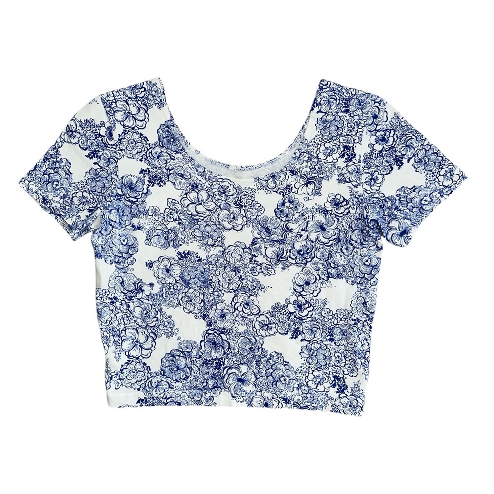 American Apparel floral stretchy cropped tee, Medium.
